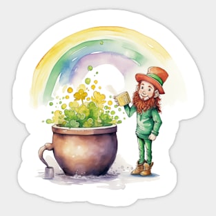 Watercolor Leprechaun Sticker